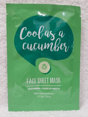 Bath & Body Works COOL AS CUCUMBER Face Sheet Mask Aloe Extracts .7 oz/20g New