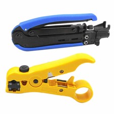 RG6 Coaxial Cable Stripper Crimper Tools Kit 20 Compression 10 Barrel Connector