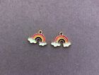 <!--F#f_0-->2 Gold Plated Brown/Pink/Yellow Enamel Rainbow Charms with cute clouds<!--F/-->