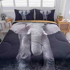 3D Elephant Comforter Set Elephant Quilt Black Elephant Queen Bedding Set Person