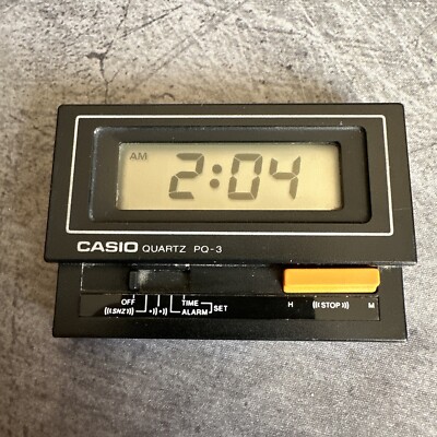 Casio Quartz PQ-3 Vintage Desktop Digital Folding LCD Alarm Clock 