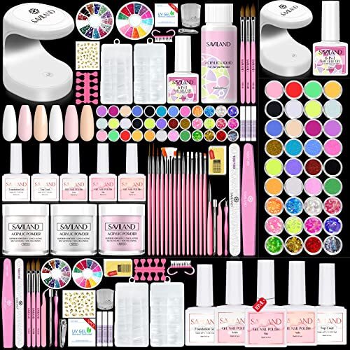 Kit de uñas acrílicas en polvo para uñas con lámpara para uñas - Imagen 1 de 8