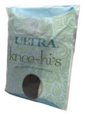 Vtg Silkies Ultra Knee Hi  s Regular Misty Grey Granite Compression USA NOS