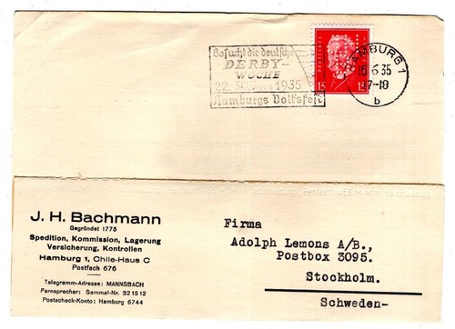 Dr-Weimar Pugno Companies Perfin J H B Hamburg Requirements Card (AA5673