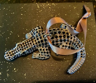 NIB L OBJET Jewel Embellished Crocodile Ornament Figurine with Swarovski Crystal