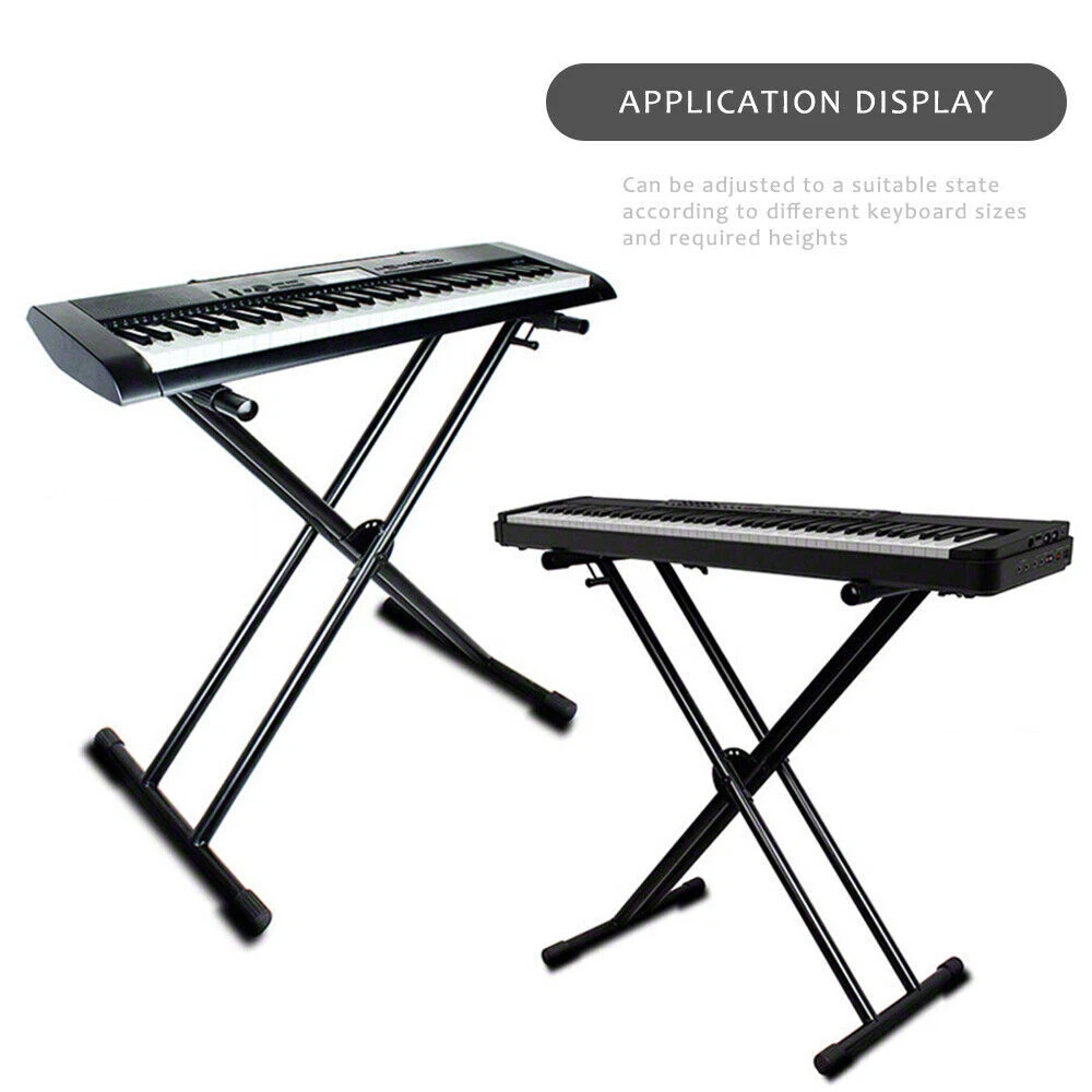 Adjustable Keyboard Stand Heights Folding Double Braced X Style Music Piano - Picture 1 of 9