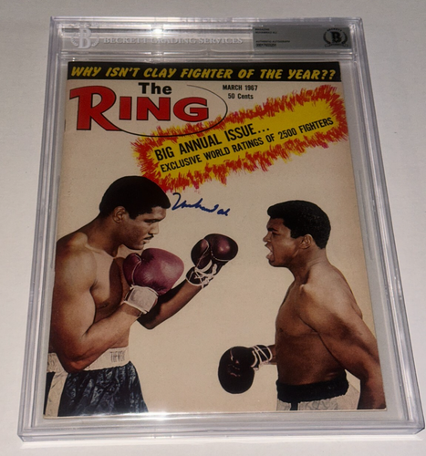 MUHAMMAD ALI signierte das RING-Magazin Beckett gekapselt BAS