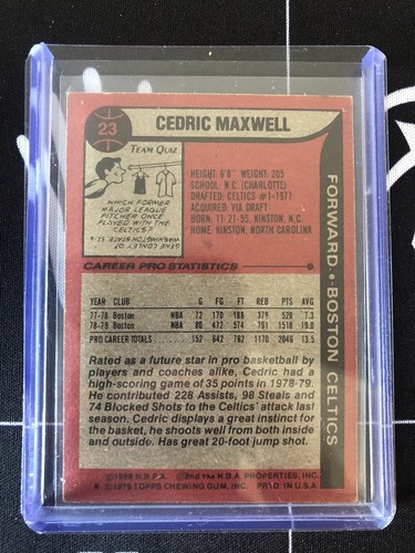 1979-80 Topps Cedric Maxwell #23 Basketball Card Boston Celtics NBA - Bild 2 von 2