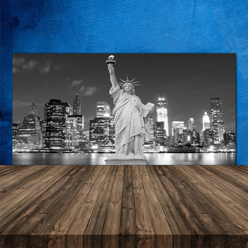 Crédence cuisine verre 120x60 Statue de la Liberté ambiance loft urbain