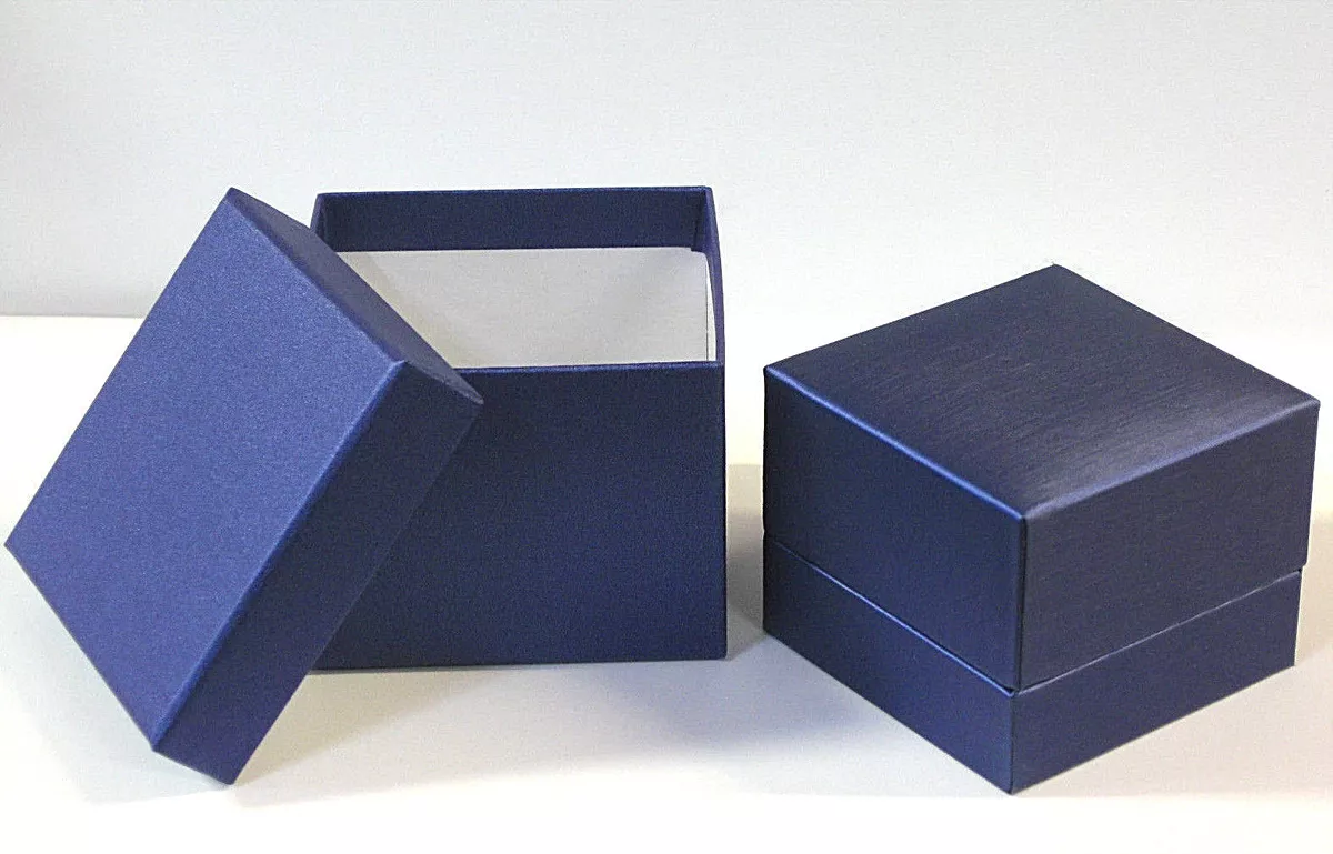 Navy Blue Leatherette Light Ring Box Jewelry Gift Wedding Proposal