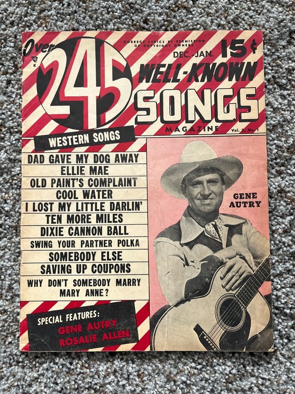 OVER 245 Well Known Songs magazine-December 1949 Gene Autry