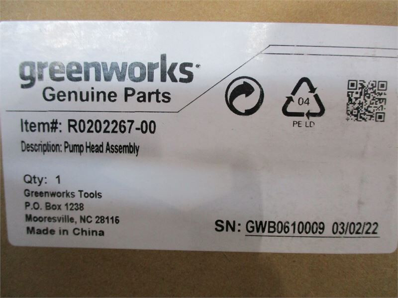 OEM Greenworks Pressure Washer Pump Head Assembly Replacement Part