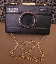 Olga Berg Black Camera "madelyn" Clutch Hard Case Evening Bag