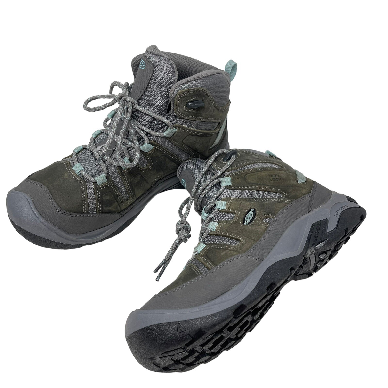 Stivali da trekking KEEN Circadia Mid donna taglia 8 grigio blu pelle impermeabili nuovi