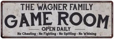 THE WAGNER FAMILY Personalized Game Room Country Metal  Sign 106180042405
