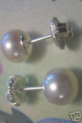 Solid Sterling Silver 10mm Cultured Cream Pearl Stud Earrings Heavy Duty Backs