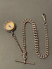 Victorian Silver Albert Birmingham 1894 by Henry Williamson Ltd with compass fob