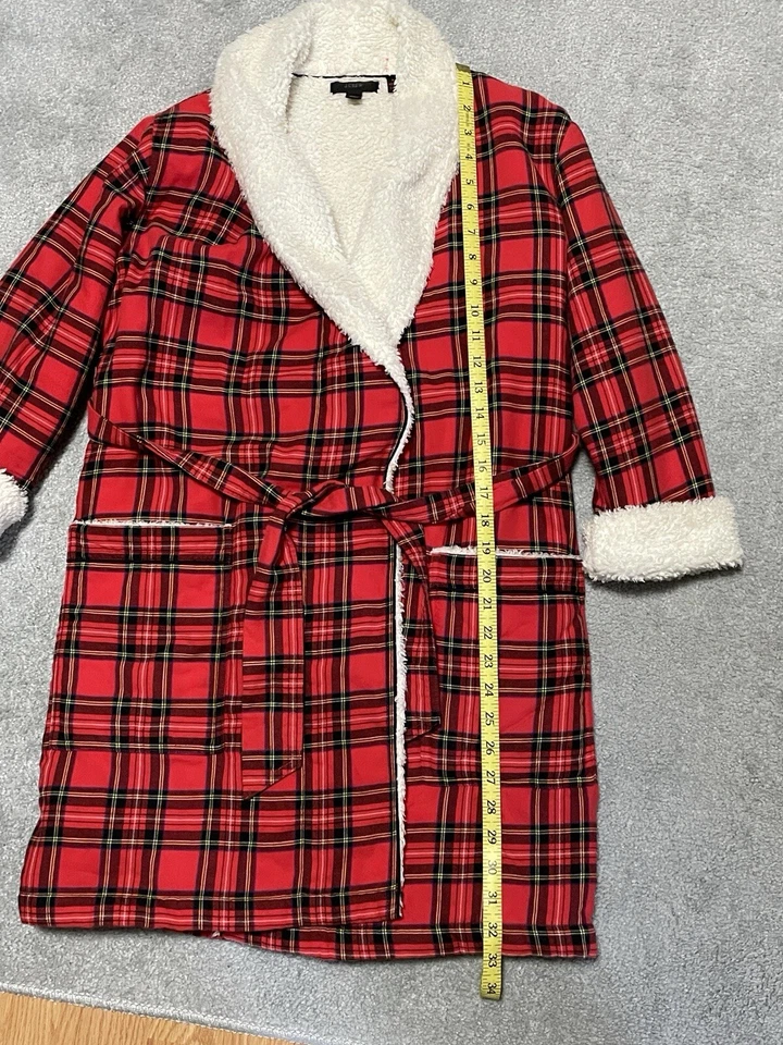 Bata de franela J.Crew roja festiva a cuadros XXS-XS Foto 2 de 4