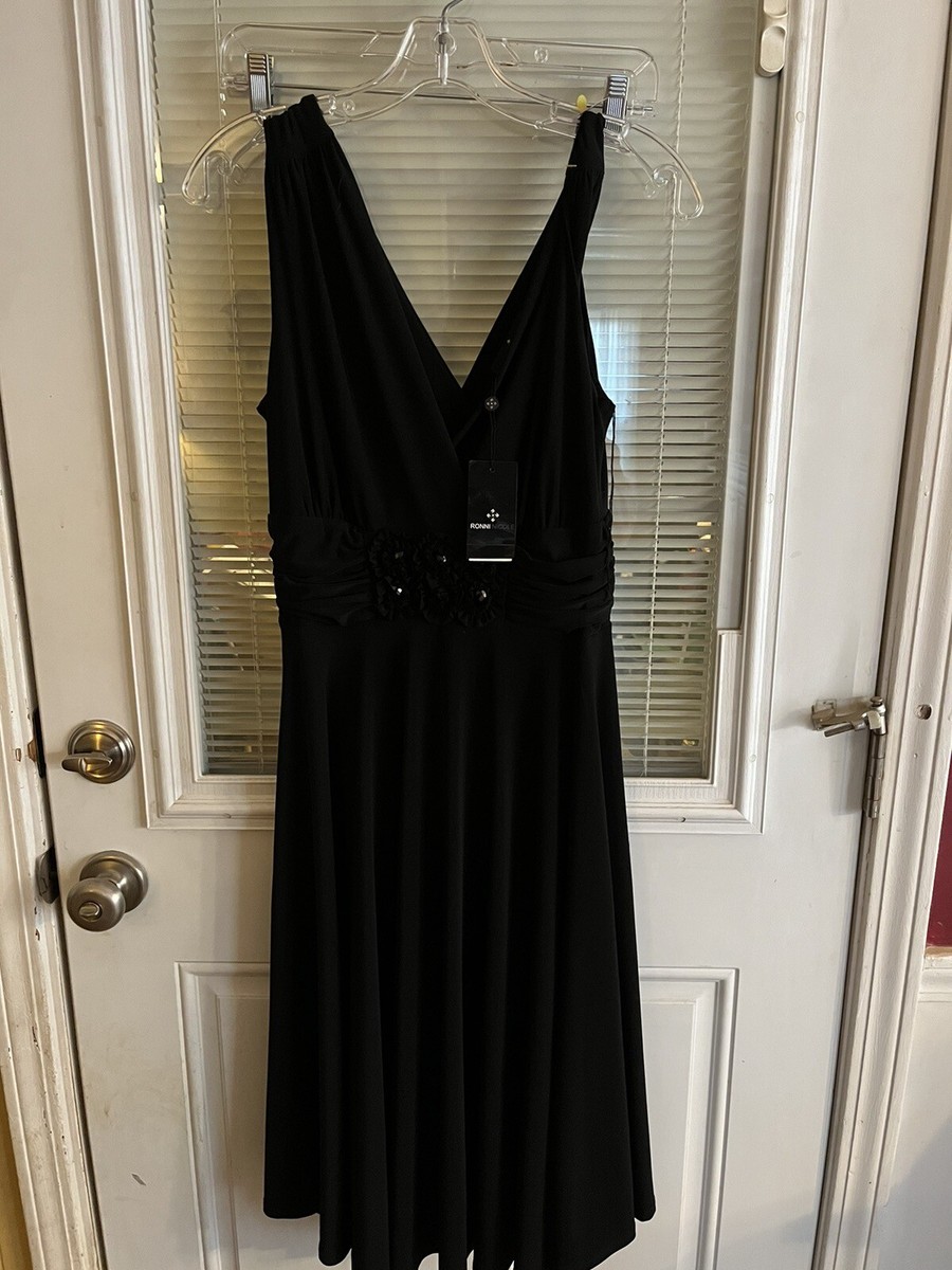 Ronni Nicole Dress Blk Beads Cocktail Sleeveless Below Knee Full Skirt Sz 8  NWT | eBay