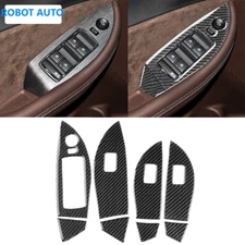 8Pcs For Chevrolet Impala 14-20 Real Carbon Fiber Window Lift Switch Panel Trim