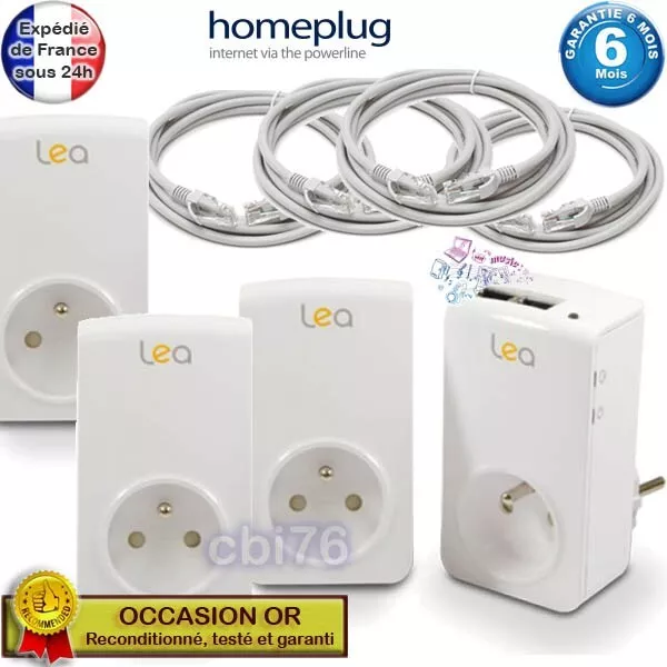 Lot de 4 prises CPL LEA dLAN 200 Nano Homeplug courant porteur