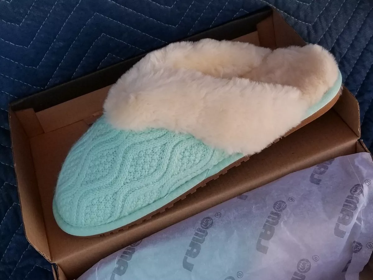 Lamo Caroline Knit Scuff Mint Women s Slippers Size 9 New In