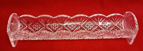 Vintage Crystal Glass Cracker Tray Perfect Charcuterie Board Accessory 9-1/2" L - Picture 2 of 8