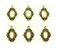 6 Antiqued Goldtone ENCHANTED 18mm x 13mm CAMEO PENDANT or Earrings Settings