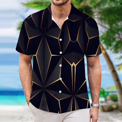 Eisctnd Men's Hawaiian Shirt & Shorts Set - Tropical Floral Print, Summer Beach Short Sleeve Button Down Outfit - View #3