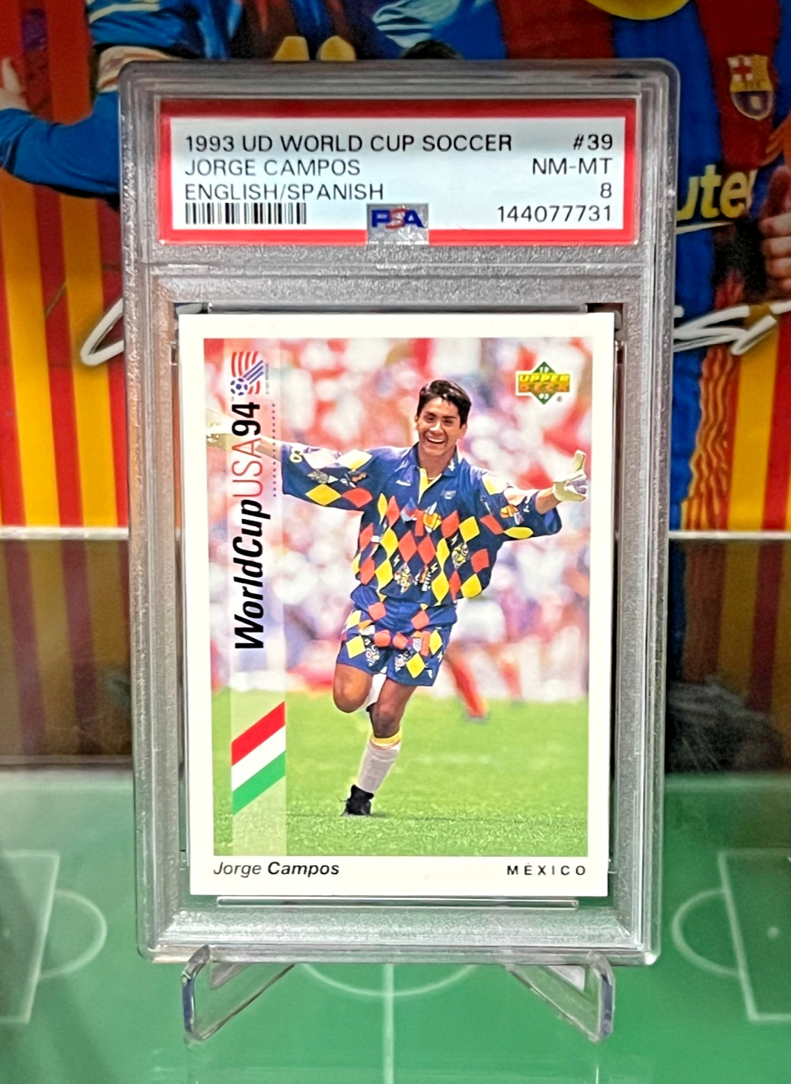 1993 Upper Deck World Cup 94 Preview Jorge Campos #39 English/Spanish PSA 8