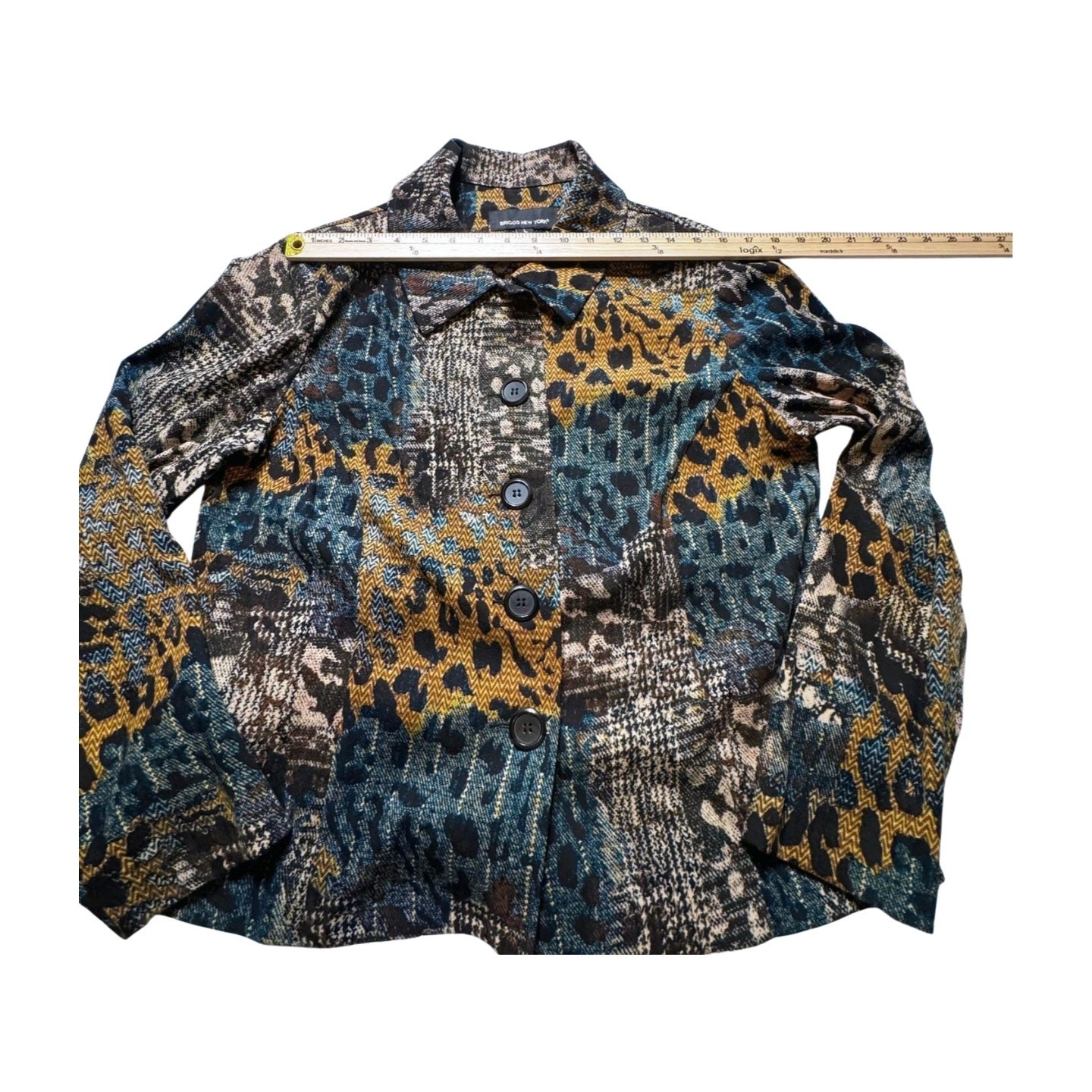 Briggs New York Patchwork Print Button Front Jack… - image 7