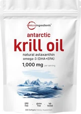Micro Ingredients Antarctic Krill Oil Supplement with Natural Astaxanthin