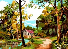 Seg De Paris Needlepoint canvas for halfstitch without yarn Quiet Autumn SE92...