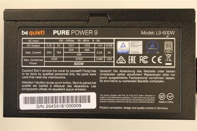 Be Quiet Pure Power 9 600W (BN264) ATX Netzteil 600 Watt 80+   #90721