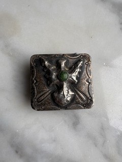 Vintage Navajo THUNDER BIRD Belt Buckle Sterling Signed P Sunbird