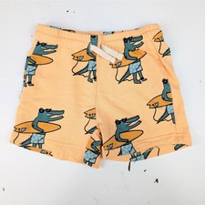 Zara Youth 4/5 Orange Alligator Surfer Shorts - French Terry