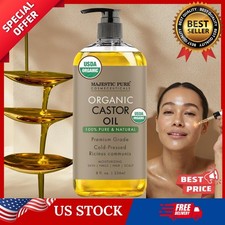 Cold-Pressed Organic Castor Oil in Glass Bottle - 8 Fl Oz - 100 Pure and Natura