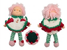 Vintage Strawberry Shortcake Crochet Yarn Doll 1980s