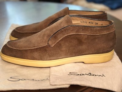 Santoni Detroit Slip On Boots Chelsea Braun 44 Wildleder Open Walk NP 690 
