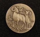 vintage BIG HORN SHEEP Longines Symphonette .925 Sterling Silver medal coin 🐏