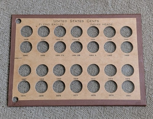 Wayte Raymond Coin Board Page 350A US Small Cents Flying Eagle Indian Head Penny