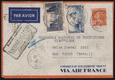 EB 256 - 22/10/1937 - Air Mail cover sent from France to Brazil.