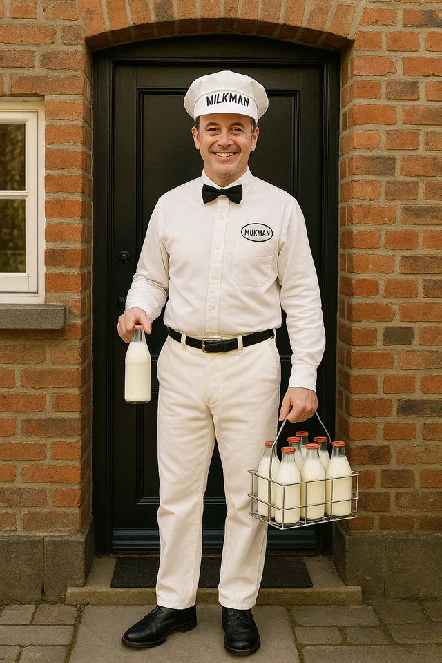 Sombrero Hombre Lechero Blanco Unisex Adulto Tamaño Ajustable Gorra Halloween Accesorio Foto 3 de 4