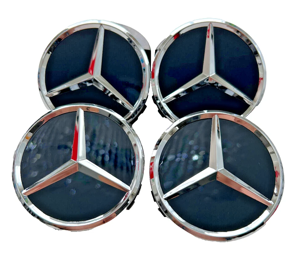 Wheel Center Caps for Mercedes Benz 75mm – C300 C350 E350 GLK350 GLE350 – Black - Image 2 of 4