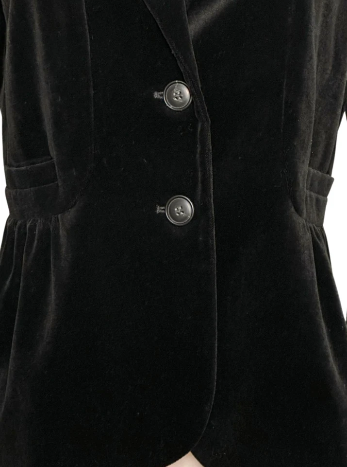 Blazer para mujer J Crew de terciopelo negro de un solo pecho 2 botones peplum talla 8 alto Foto 2 de 4