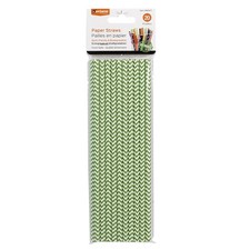 Luciano 100 Biodegradable Paper Straws, Standard, Zigzag Pattern
