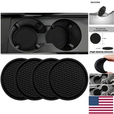 Elegant Black Car Cup Holders - 4PCS Silicone Coasters to Protect Your Vehicle
