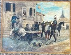 Tableau Ancien Signé Peinture XIX Huile Toile Guerre 1870 Militaria Napoléon III
