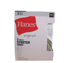 New Men's Hanes Originals 3 Pack Tagless Cool  Breathable Stretch Tank Tops 3X