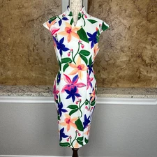 Alexia Admor Sheath Dress Women’s M Floral Fitted Cap Sleeve Stretch Bodycon